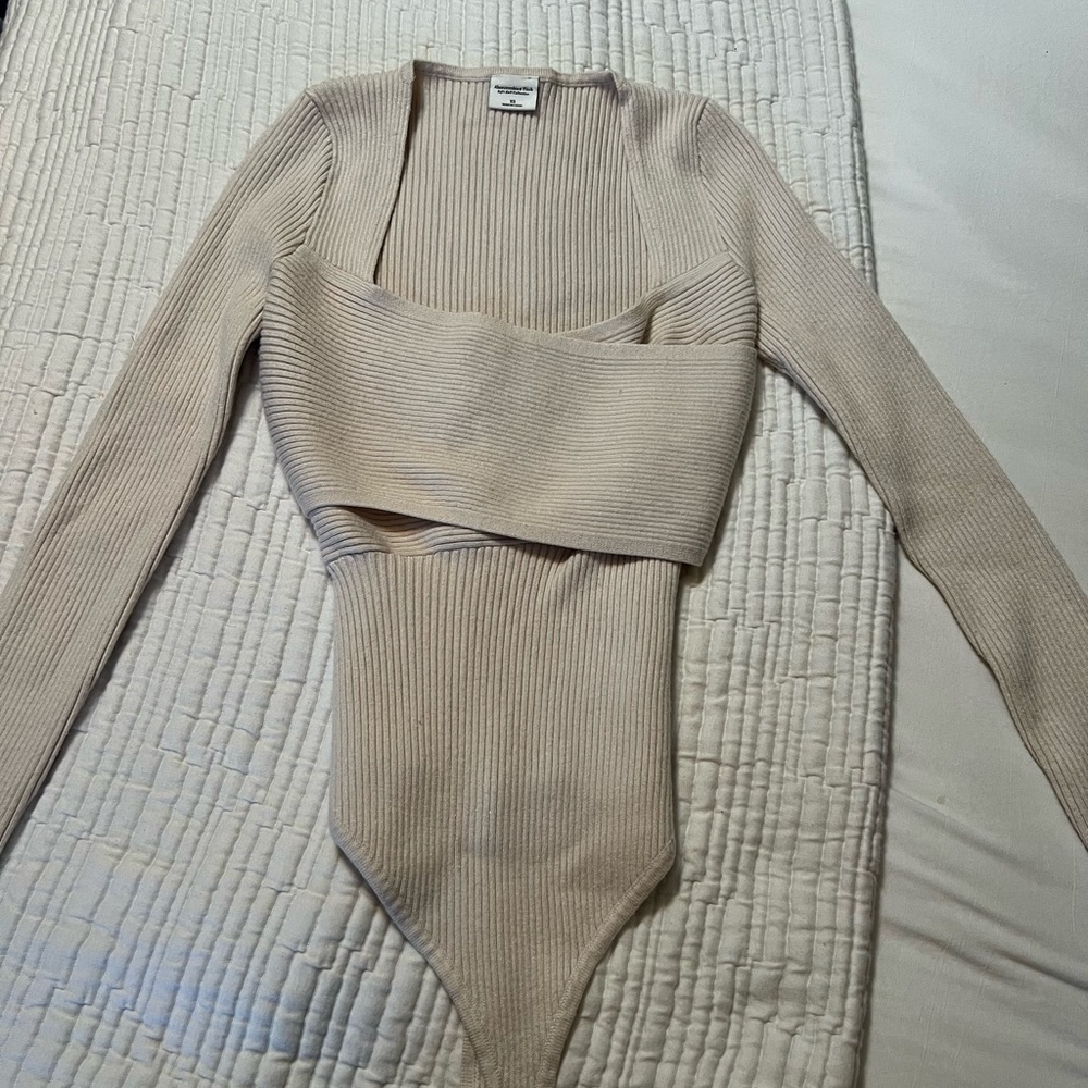 Abercrombie & Fitch Cream Sweater Bodysuit